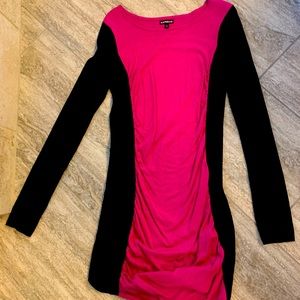 Express colorblock sweater dress black pink long sleeve size Medium and Small